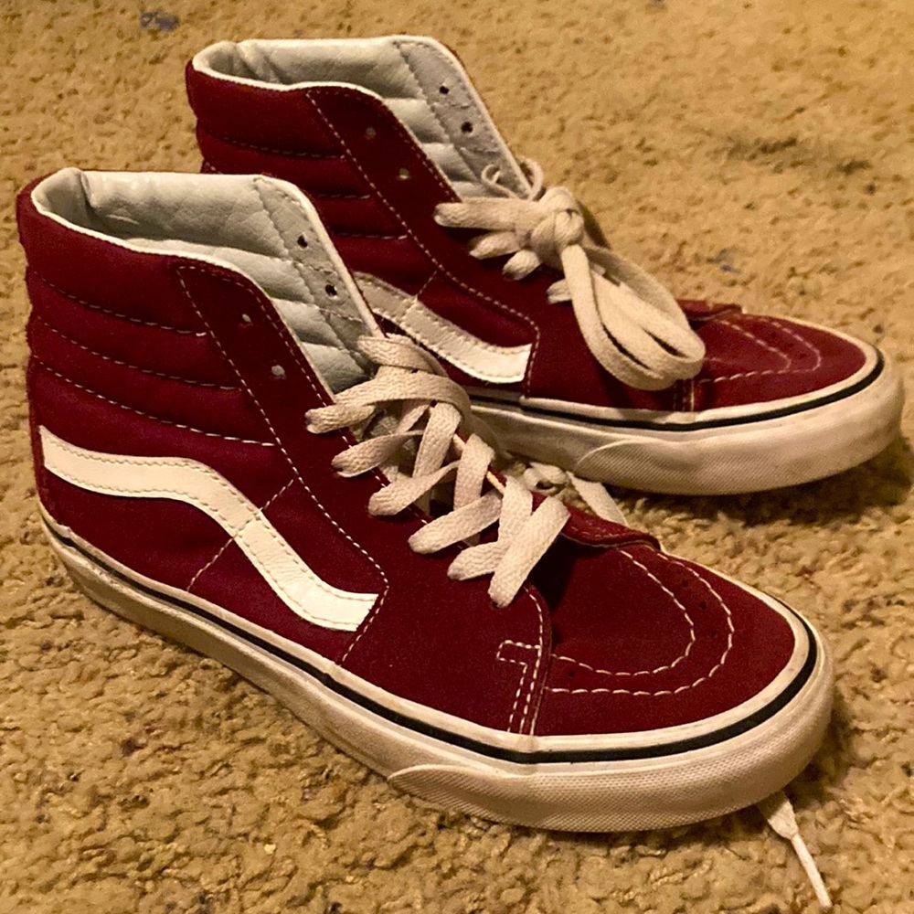 Burgundy high top vans size 6.5 womens.